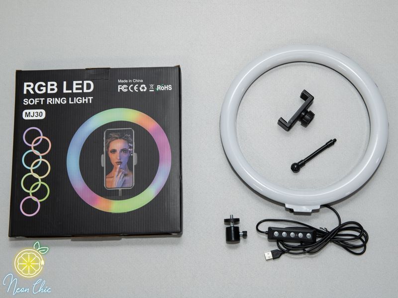 Кільцева RGB селфі лампа 25см, без штативу USB sl-rgb фото