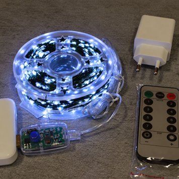 Гирлянда Роса 200 LED 20м, реле 8 режимов +USB+пульт Белый 1902 фото