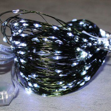 Гирлянда Роса на катушке зеленый провод 500 LED 50м, реле 8 режимов +USB +пульт Белая 1902 фото
