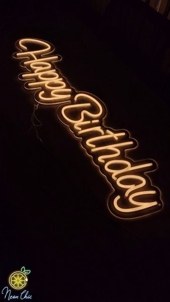 Неоновая Led вывеска Happy Birthday 100х24см свято1 фото