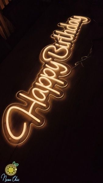 Неоновая Led вывеска Happy Birthday 100х24см свято1 фото