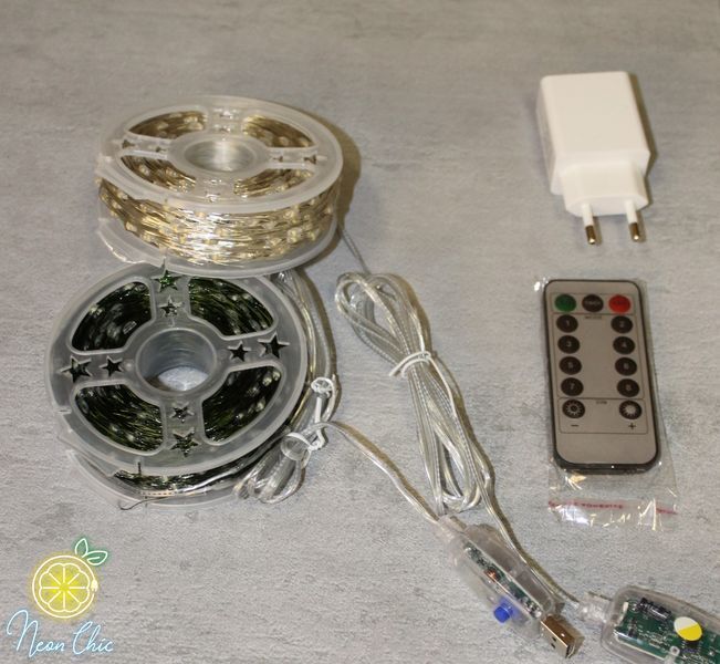 Гирлянда Роса на катушке 2000 LED 200м зеленый провод, 8 режимов +USB, белая 1902 фото