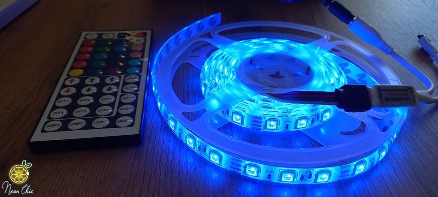 Комплект стрічка LED IP65 SMD 5050 RGB 1,5 м + контролер + блок живлення 2А ргбкомп фото