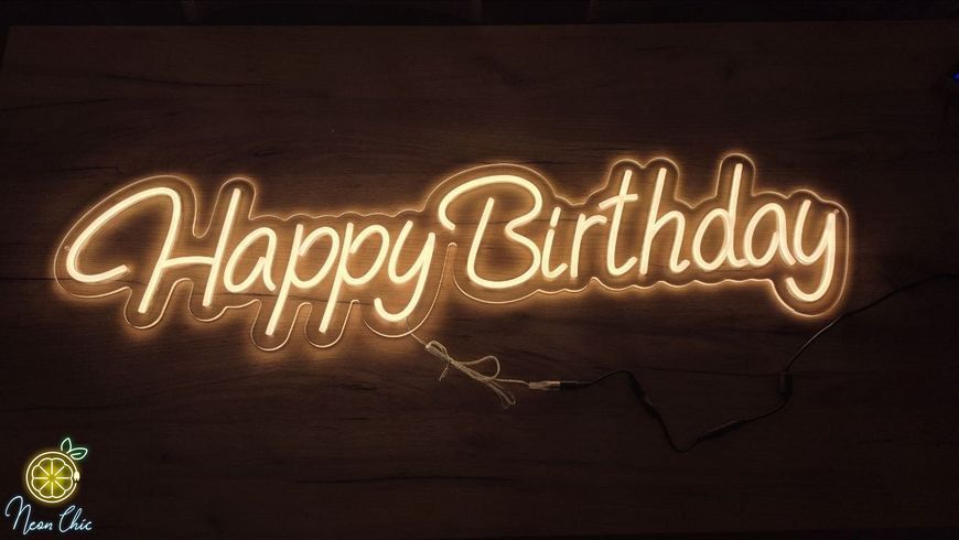 Неоновая Led вывеска Happy Birthday 100х24см свято1 фото
