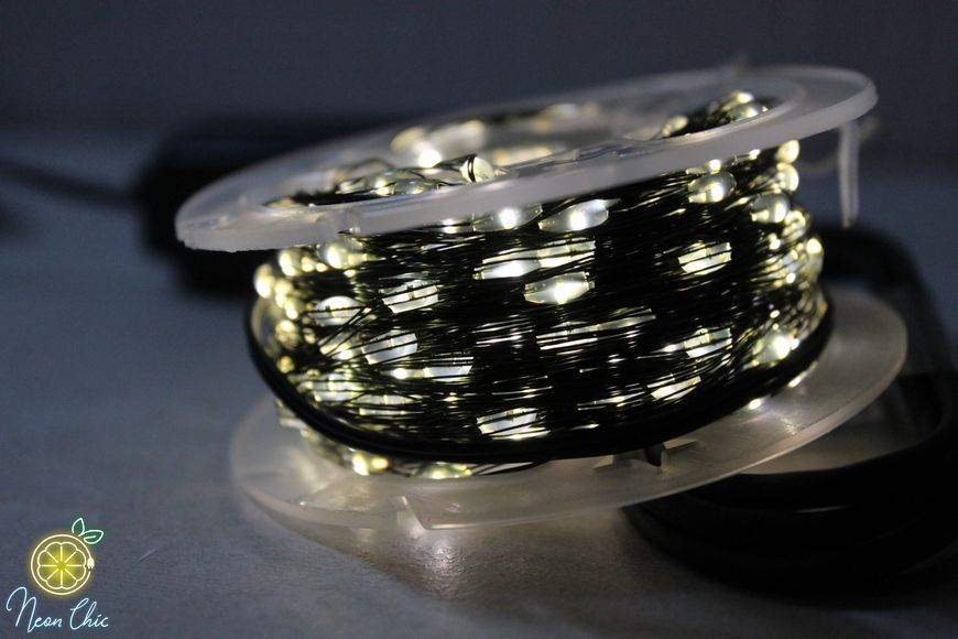 Гирлянда Роса на катушке 2000 LED 200м зеленый провод, 8 режимов +USB, белая 1902 фото