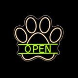 Неоновые вывески для зоомагазинов и груминг-салонов Open+лапка 38х40см зоовивіски фото