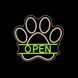 Неоновые вывески для зоомагазинов и груминг-салонов Open+лапка 38х40см зоовивіски фото 1