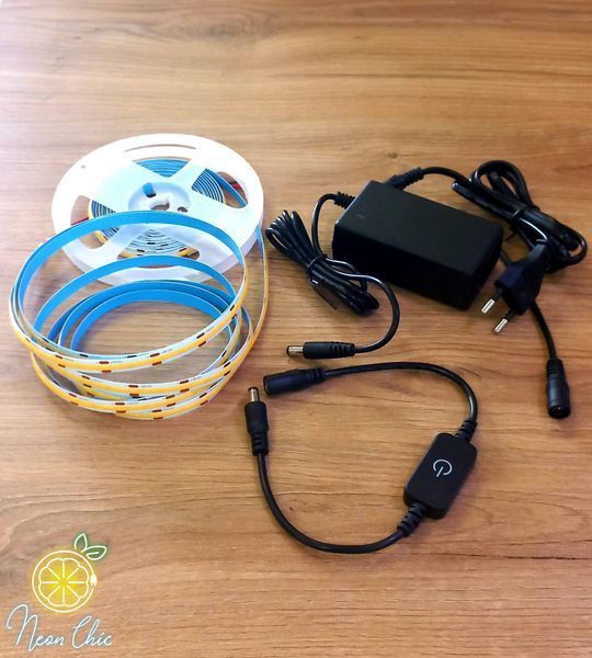 Сбірка LED стрічка СОВ 9W/м+блок живлення+сенсор димер (ціна за 5м) 102256252 фото