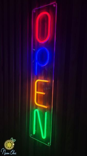 Неоновая Led вывеска Open вертикальная 70х14см open фото