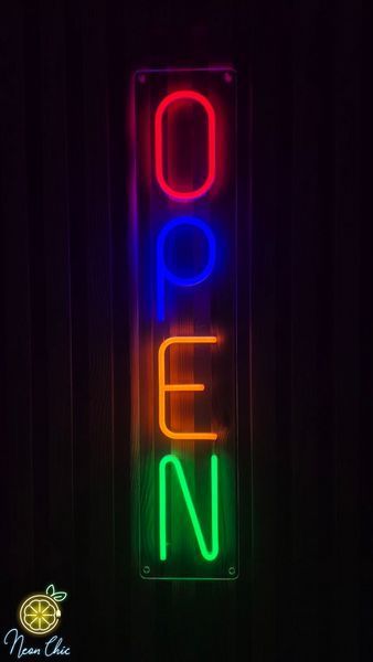 Неоновая Led вывеска Open вертикальная 70х14см open фото
