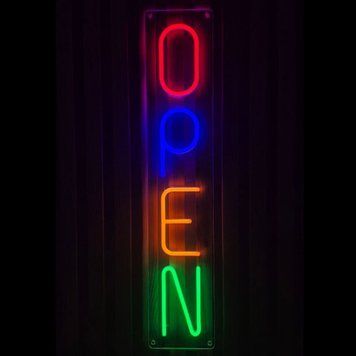 Неоновая Led вывеска Open вертикальная 70х14см open фото