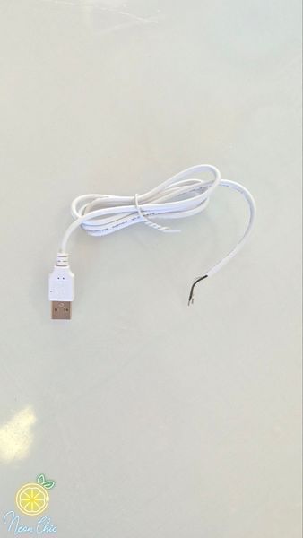 Кабель USB 2.0 для LED стрічок та LED неону 5V білий 1 м кабель.USB фото