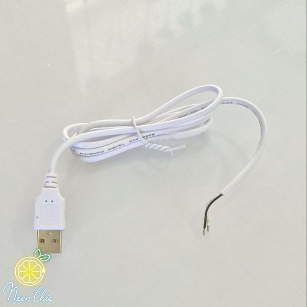 Кабель USB 2.0 для LED стрічок та LED неону 5V білий 1 м кабель.USB фото