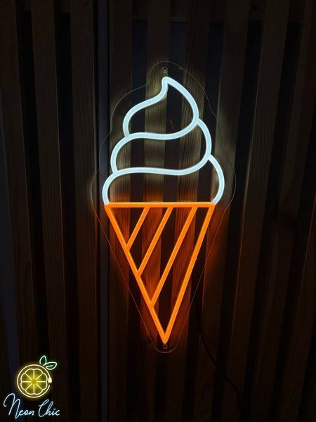 Неонова LED вивіска Морозиво-Ріжок 25х50см ріжок фото