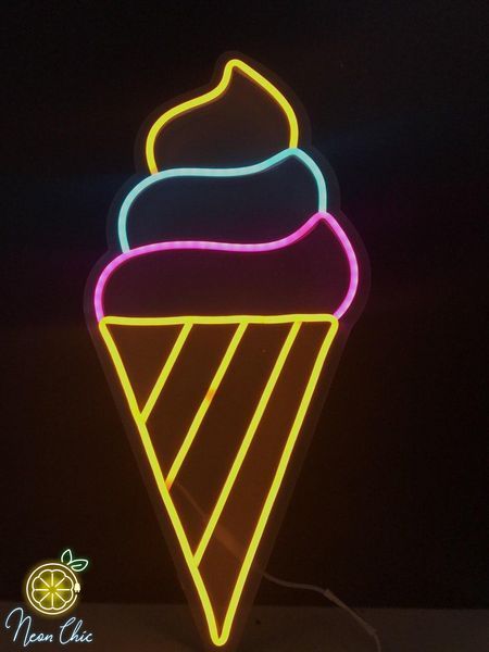 Неонова LED вивіска Морозиво-Ріжок 25х50см ріжок фото