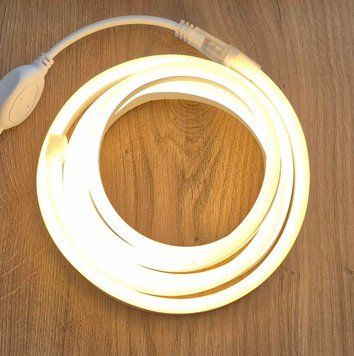 Набір LED Neon Нейтральний Білий 8х16мм 220v 5м + адаптер живлення та кріплення №53-3/5/10 фото