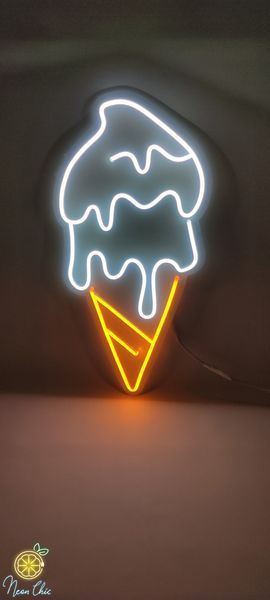Неоновая Led вывеска Мороженое-Рожок 28х50см ріжок фото