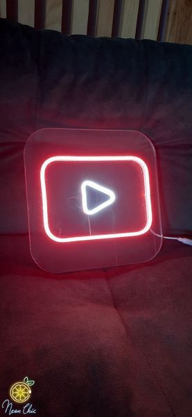 Неонова LED вивіска YouTube 250х250мм ютюб фото