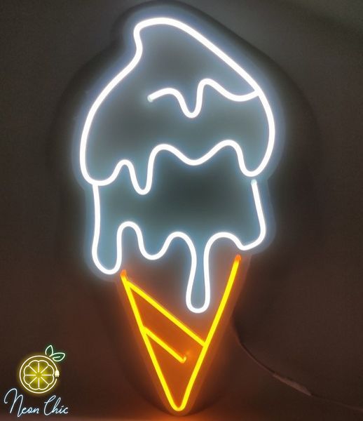 Неоновая Led вывеска Мороженое-Рожок 28х50см ріжок фото