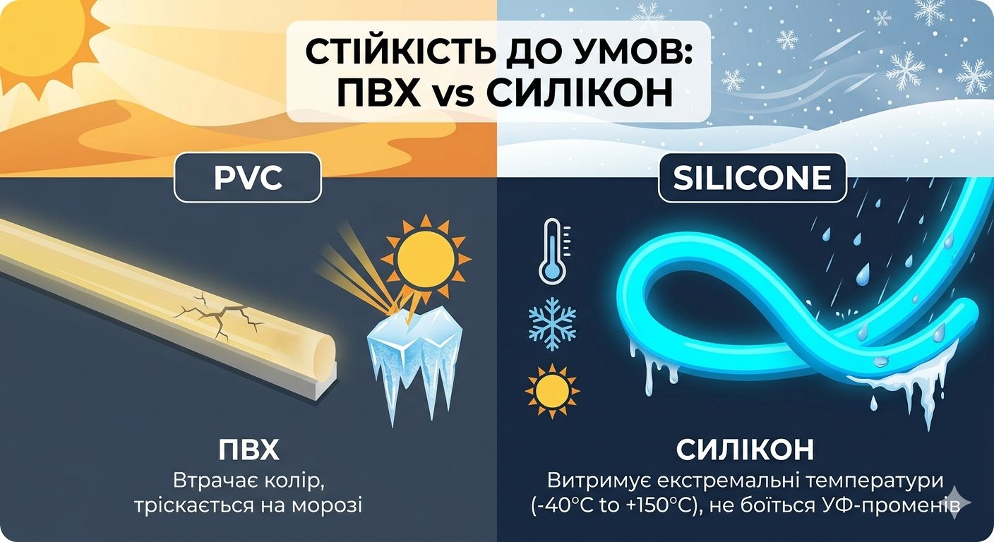 порівняння стійкості до погодних умов пвх та силікону